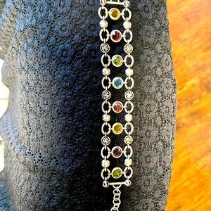 Brighton Multi colored crystal Silver tone Bracelet.